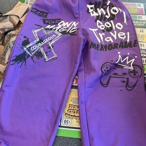 SHEIN Purple Elastic Waist Joggers with White Lining